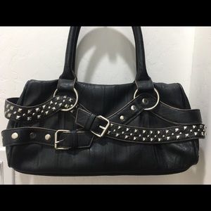Kate Landry Black Leather Studded Handbag